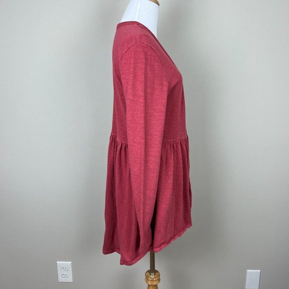 T.La Anthropologie Cardigan‎ Womens Medium Pink Knit Open Pleated Ruffle Sweater - Picture 4 of 10